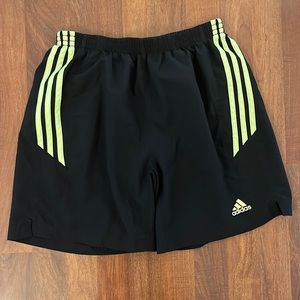 Adidas Black and Yellow Running Shorts - Size Medium